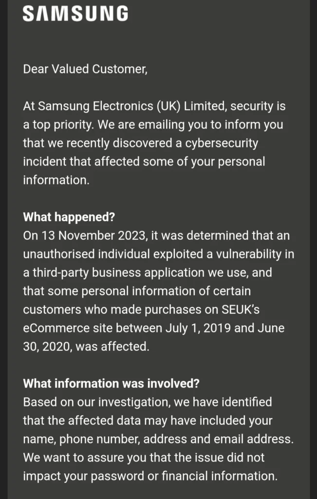 Samsung Security Incident